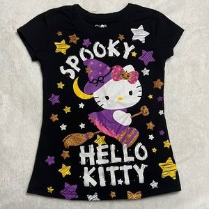 Snario Hello Kitty Girls Glitter Hello Kitty Halloween Witch Tee